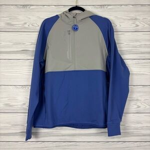 NWT RLX RALPH LAUREN GOLF 1/2 ZIP WINDBREAKER HOODIE BLUE GRAY LARGE